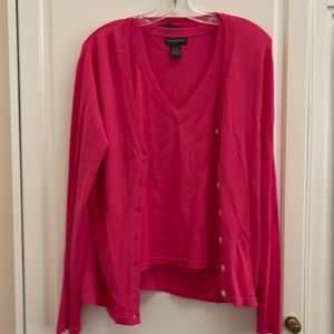 Banana Republic fine knit hot pink sweater set M/L